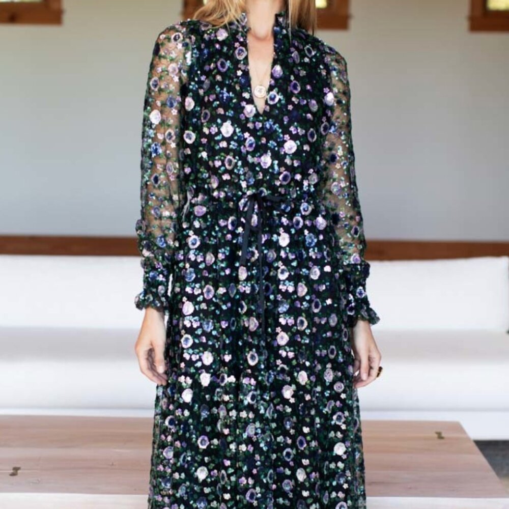 Emerson Fry Lucybella Dress Floral Sequins S